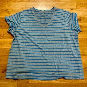 Love & Legend boyfriend grey and blue stripe small sleeve t shirt